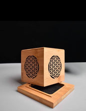 Load image into Gallery viewer, Flower of Life Bamboo Incense Burner