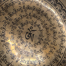 Load image into Gallery viewer, Handmade Om Mantra Carved Brass Singing Bowl - 20cm
