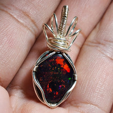 Load image into Gallery viewer, In-House Wire-Wrapped Black Opal Pendant – One-of-a-Kind Crystal Jewelry