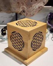 Load image into Gallery viewer, Flower of Life Bamboo Incense Burner