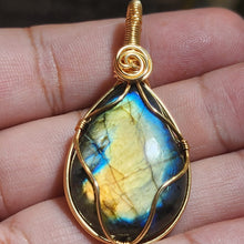 Load image into Gallery viewer, ✨ In-House Wire-Wrapped Labradorite Pendant – Magic in Every Detail! ✨