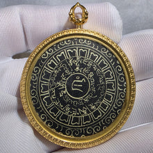 Load image into Gallery viewer, Hand-Drawn Yellow Jambhala (黄财神) Mantra Wheel Pendant