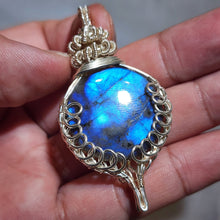 Load image into Gallery viewer, ✨ In-House Wire-Wrapped Labradorite Pendant – Magic in Every Detail! ✨