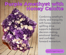 Load image into Gallery viewer, Purple Amethyst + Honey Calcite – The Ultimate Duo for Calm, Clarity  Abundance!