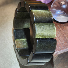 Load image into Gallery viewer, Golden Sheen Obsidian Flat Bracelet