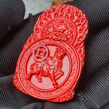 Load image into Gallery viewer, Hong Sha Cinnabar Ox Guardian Deity Pendant (守护神)