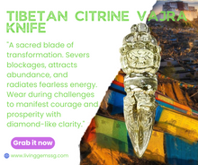 Load image into Gallery viewer, Small Triple-Faced Tibetan Citrine Vajra Knife