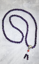 Load image into Gallery viewer, 108 Beads of Peace & Power – Amethyst Mala Necklace