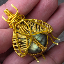 Load image into Gallery viewer, ✨Handcrafted Wire Wrapped Golden Beetle – The Guardian of Renewal, Strength & Prosperity ✨