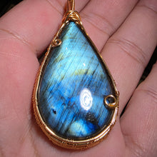 Load image into Gallery viewer, ✨ In-House Wire-Wrapped Labradorite Pendant – Magic in Every Detail! ✨