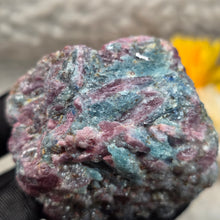 Load image into Gallery viewer, Raw Ruby with Kyanite Specimen Display – 红宝石共生蓝晶石原矿摆件