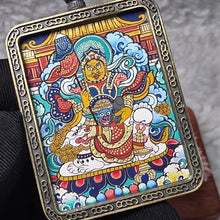 Load image into Gallery viewer, Hand-drawn Thangka Pendant – Vaisravana / 财宝天王