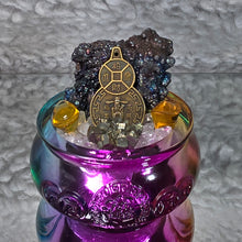 Load image into Gallery viewer, Small Liuli Ju Bao Peng with Leklai (Iridescent Goethite), Pyrite & Clear Quartz Bits – 小琉璃聚宝盆摆件(含力泥铁矿、黄铁矿与白水晶)
