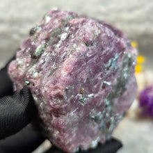 Load image into Gallery viewer, Raw Ruby with Kyanite Specimen Display – 红宝石共生蓝晶石原矿摆件