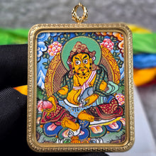 Load image into Gallery viewer, Hand-Drawn Tibetan Yellow Jambhala Pendant (Blue Green) – 手绘藏传黄财神蓝绿色吊坠