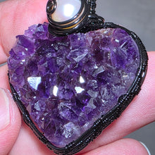 Load image into Gallery viewer, 💜 Amethyst Heart with Pearl Pendant — Love · Calm · Inner Peace ✨