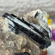 Load image into Gallery viewer, Raw Black Tourmaline in Quartz Specimen Display – 黑碧玺共生石英原矿摆件