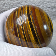 Load image into Gallery viewer, Yellow Tiger Eye with Hematite Sphere – 黄虎眼石伴赤铁矿球