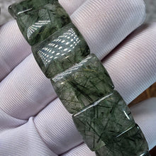 Load image into Gallery viewer, Green Rutile Quartz Flat Bracelet – Vitality, Protection & Heart Harmony