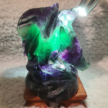 Load image into Gallery viewer, Fluorite Dragon Carving – Wisdom & Protection Display