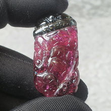 Load image into Gallery viewer, Multi-Colour Tourmaline Bat, Coins & Ruyi Carving Pendant – Wealth & Auspicious Blessings