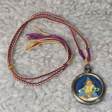 Load image into Gallery viewer, Hand-drawn Thangka Pendant with Necklace – Yellow Jambhala / 黃財神