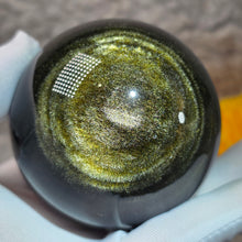 Load image into Gallery viewer, Golden Sheen Obsidian Sphere – 金曜石球