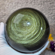 Load image into Gallery viewer, Golden Sheen Obsidian Sphere – 金曜石球