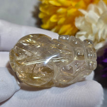 Load image into Gallery viewer, Golden Rutilated Quartz Pixiu Carving Display – 金发晶貔貅摆件