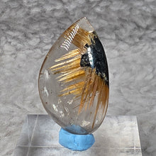 Load image into Gallery viewer, Golden Rutilated Quartz with Black Hematite Cabochon Pendant – 金发晶伴黑赤铁矿蛋面吊坠
