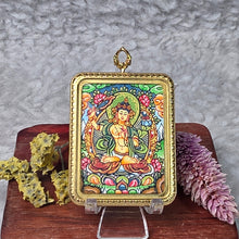Load image into Gallery viewer, Hand-drawn Thangka Pendant – 文殊菩萨 / Manjusri Bodhisattva (Rabbit Zodiac)