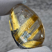 Load image into Gallery viewer, Golden Rutilated Quartz with Black Hematite Cabochon Pendant – 金发晶伴黑赤铁矿蛋面吊坠