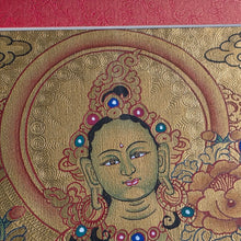Load image into Gallery viewer, Hand Drawn Full Gold Green Tara Thangka – 手绘纯金绿度母唐卡