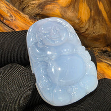 Load image into Gallery viewer, Blue Chalcedony Laughing Buddha Pendant – 蓝玉髓笑佛吊坠