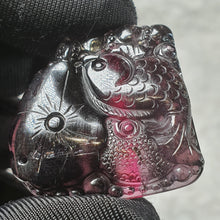 Load image into Gallery viewer, Bi-Tone Tourmaline Fish, Bamboo & Ruyi Carving Pendant – Abundance & Steady Growth