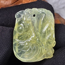 Load image into Gallery viewer, Yellow Prehnite Pendant with Carvings – 黄葡萄石雕刻吊坠