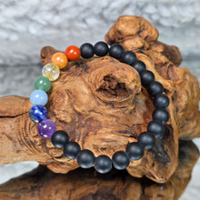 Load image into Gallery viewer, 7 Chakra Bracelet with Smooth Lava Stone Beads – 七脉轮光面火山石手链