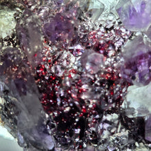 Load image into Gallery viewer, Amethyst with Calcite on Black & Red Hematite Specimen (Uruguay) – 乌拉圭紫水晶共生方解石黑红赤铁矿标本