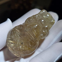 Load image into Gallery viewer, Golden Rutilated Quartz Pixiu Carving Display – 金发晶貔貅摆件
