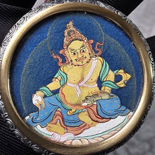 Load image into Gallery viewer, Hand-drawn Thangka Pendant with Necklace – Yellow Jambhala / 黃財神