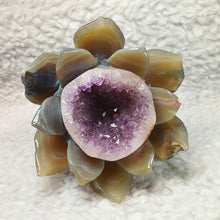 Load image into Gallery viewer, Agate Lotus Flower Carving – Purity & Calm Display