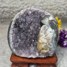 Load image into Gallery viewer, Polished Amethyst with Calcite & Hematite Display – 抛光紫水晶共生方解石赤铁矿摆件