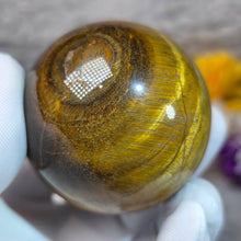 Load image into Gallery viewer, Yellow Tiger Eye Sphere Display – 黄虎眼石球摆件