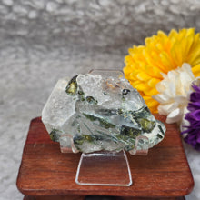 Load image into Gallery viewer, Green Tourmaline in Quartz Display – 绿碧玺共生石英矿物摆件