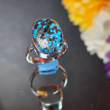 Load image into Gallery viewer, Persian Turquoise with Pyrite Ring (Non-Adjustable) – 波斯绿松石配黄铁矿戒指