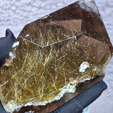 Load image into Gallery viewer, Golden Rutiles in Quartz Display – Manifestation & Abundance Energy