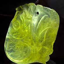Load image into Gallery viewer, Yellow Prehnite Pendant with Carvings – 黄葡萄石雕刻吊坠