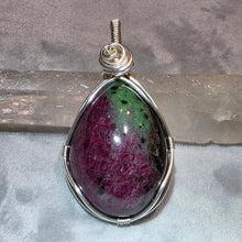 Load image into Gallery viewer, Ruby Zoisite Wire Wrapped Pendant – 红绿宝绕线吊坠