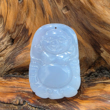 Load image into Gallery viewer, Blue Chalcedony Laughing Buddha Pendant – 蓝玉髓笑佛吊坠