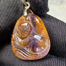 Load image into Gallery viewer, Cacoxenite Fox Pendant – 紫钛晶狐狸吊坠